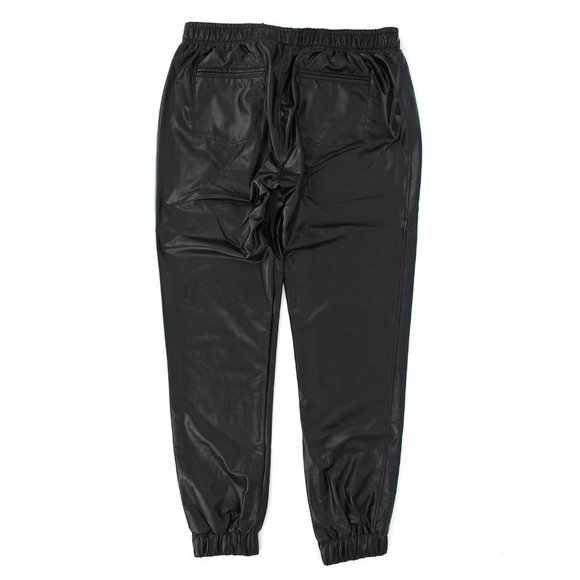 David Lerner Vegan Leather Track Pant Joggers X-Small NEW Faux Elastic Waist XS - Picture 3 of 7